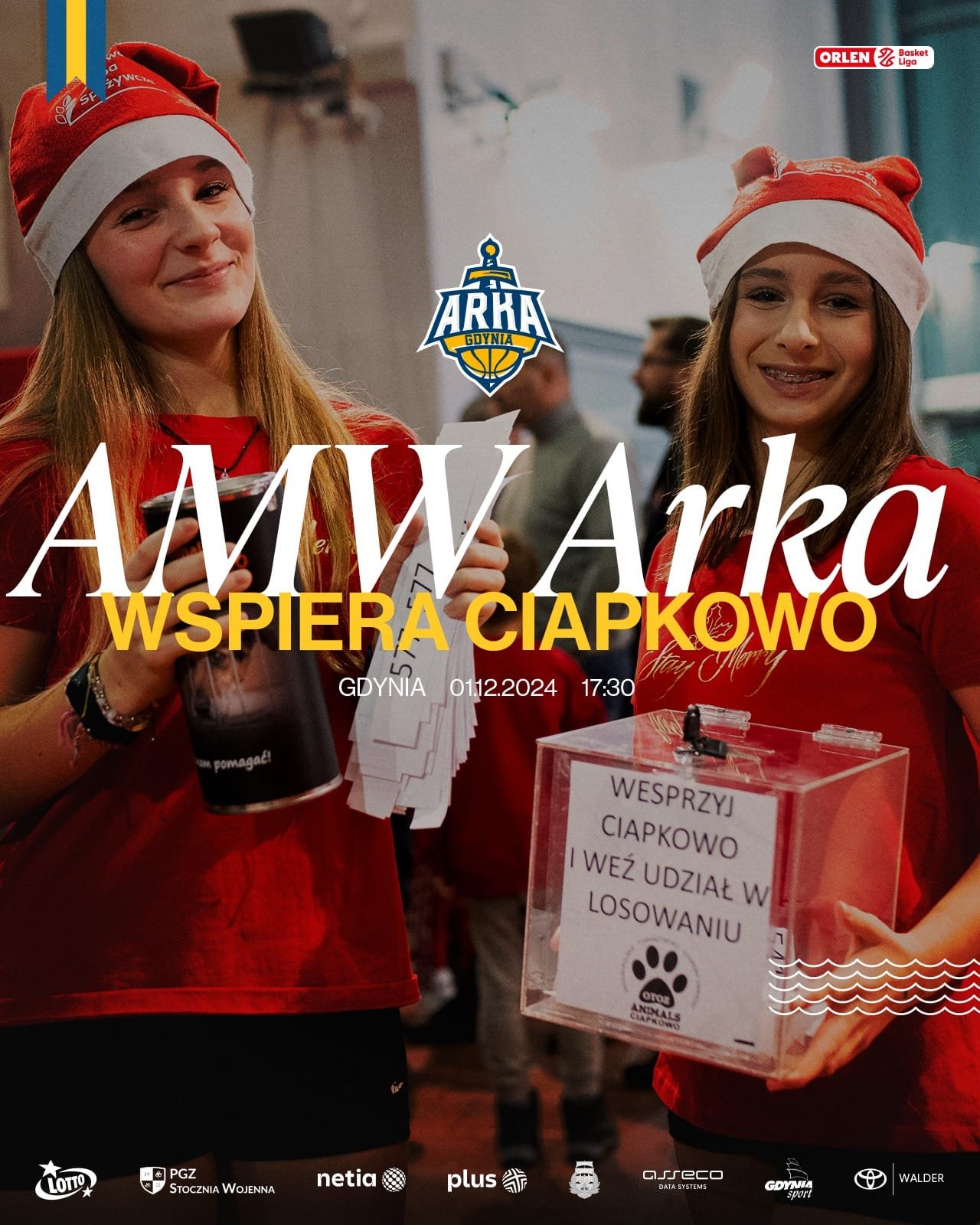 AMW Arka Gdynia,Ciapkowo,zbiórka,schronisko dla zwierząt,koszykówka,święta,Energa Icon Sea Czarni Słupsk