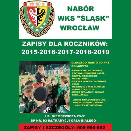 WKS Śląsk Wrocław,nabór młodych piłkarzy,treningi piłkarskie,rozwój dzieci,sport we Wrocławiu,piłka nożna