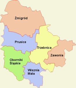 mapa powiatu trzebnickiego