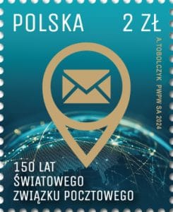 znaczek 150 lat Światowego związku pocztowego popr