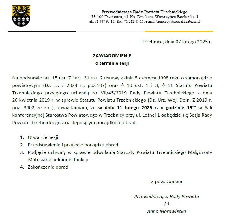 sesja rady powiatu trzebnickiego