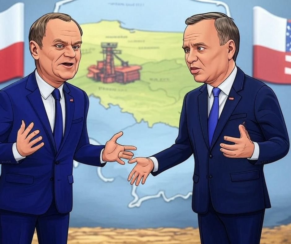 miedz symbolem konfliktu duda tusk baner 2