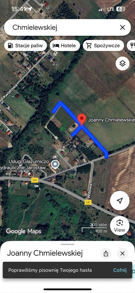 Uraz droga na osiedle mapa