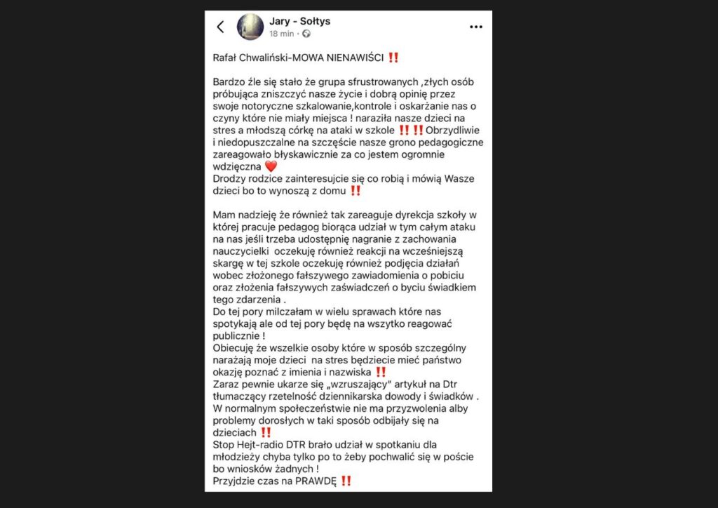soltys jary atak na dziennikarza