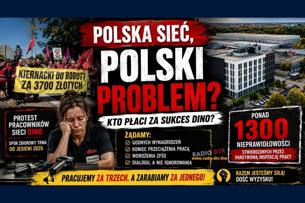 dino i protesty przed siedziba centrali