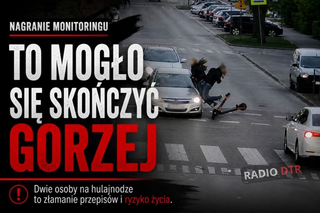 Hulajnoga z pasażerką. O krok od tragedii
