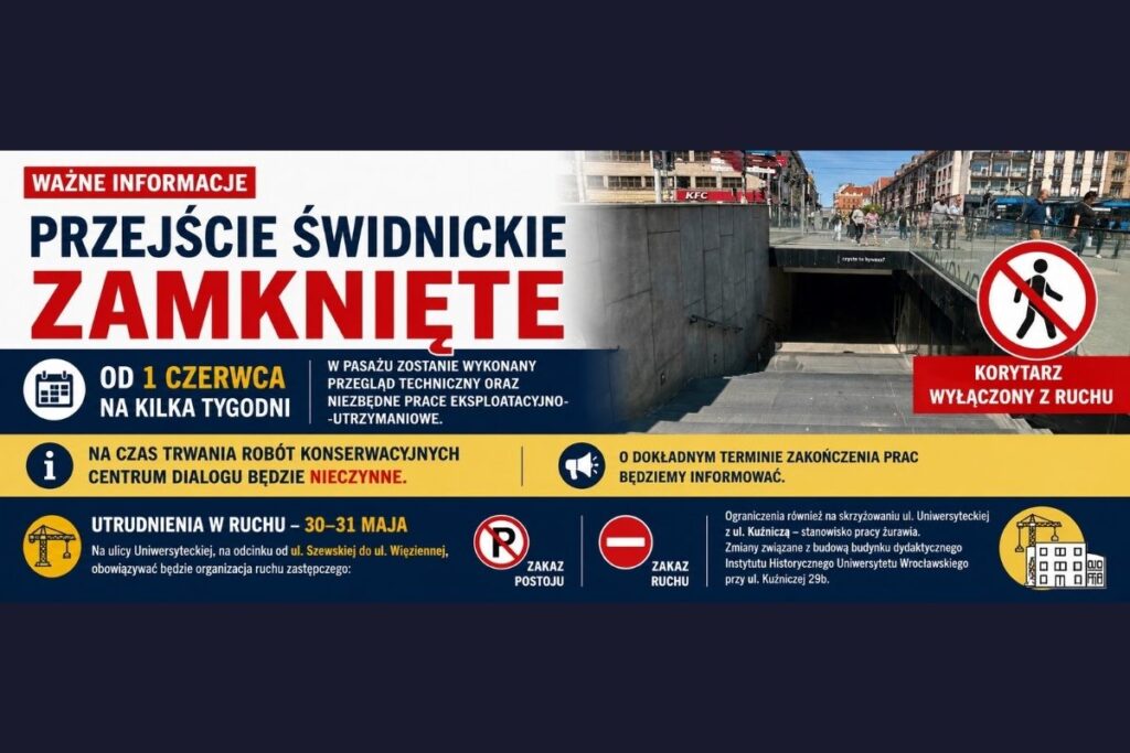 Przejście Świdnickie zamknięte. Wrocław szykuje utrudnienia w centrum
