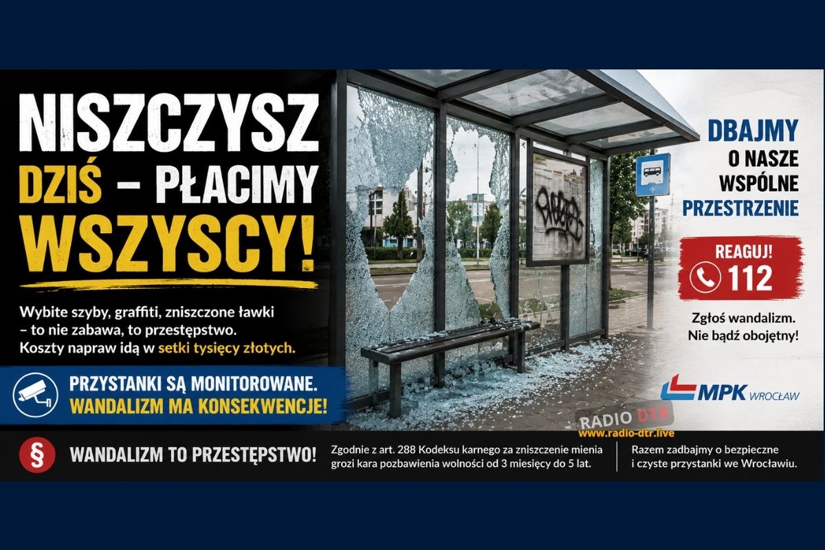 wandalizm przystankow trawa we wroclawiu