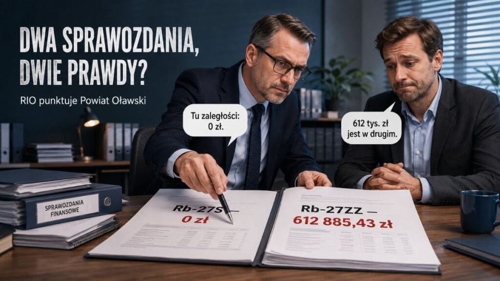Zaległości wynosiły zero, choć inne sprawozdanie wykazało 612 tys. zł. RIO punktuje Powiat Oławski