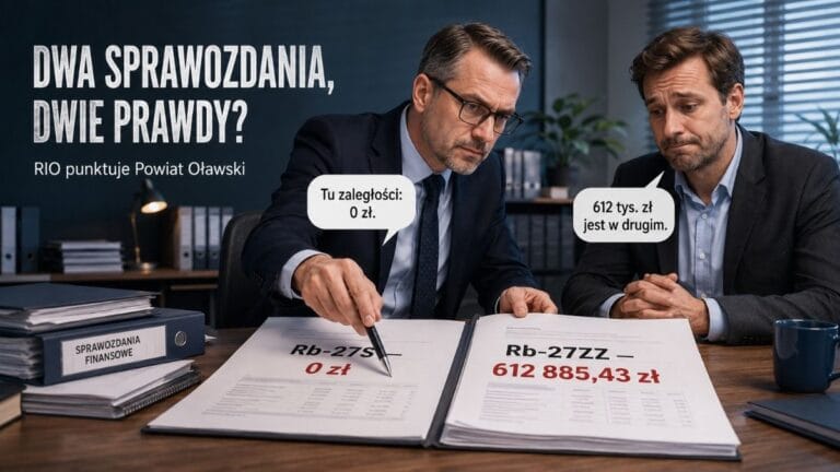 Zaległości wynosiły zero, choć inne sprawozdanie wykazało 612 tys. zł. RIO punktuje Powiat Oławski