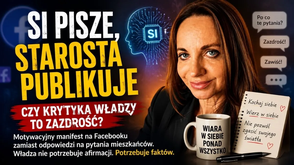 starosta z motywacyjnym postem na facebooku