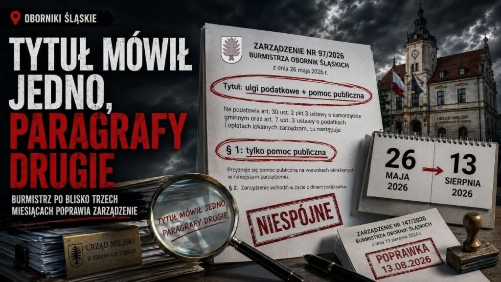 Tytuł mówił jedno, paragrafy drugie. Burmistrz po blisko trzech miesiącach poprawia zarządzenie