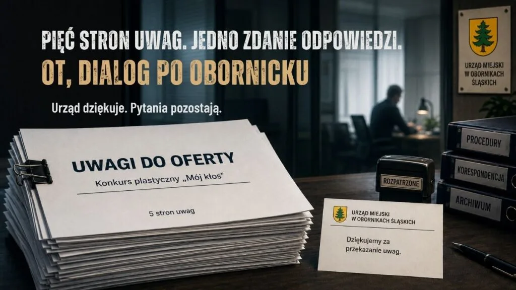 Urząd „rozmawia” z mieszkańcem. Pięć stron uwag, jedno zdanie odpowiedzi. Ot, dialog po obornicku