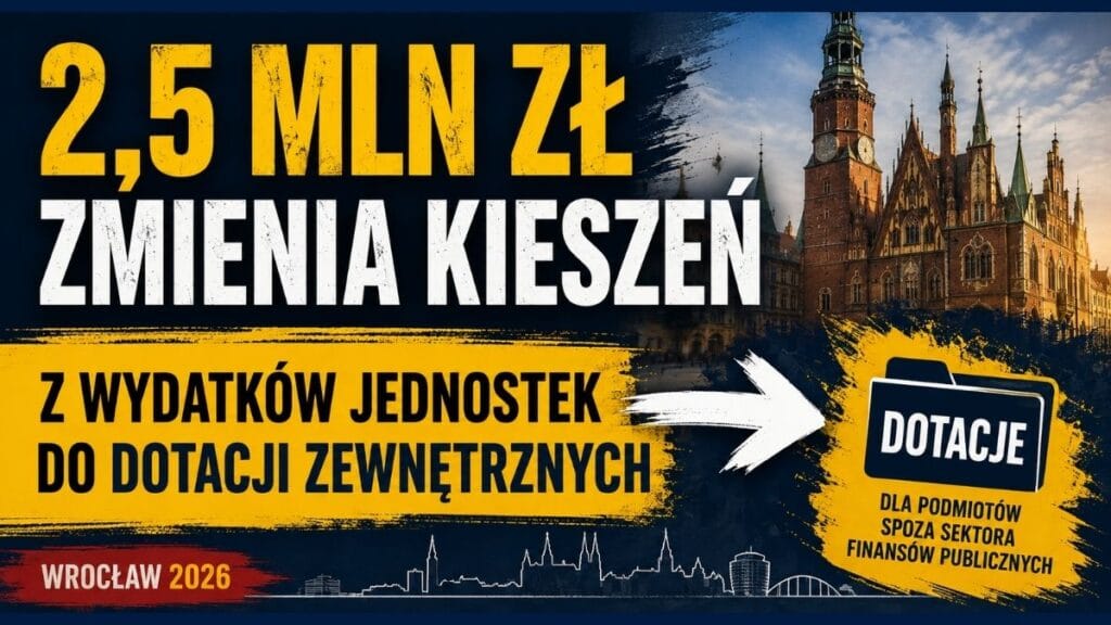 2,5 mln zł zmienia kieszeń w budżecie Wrocławia. Pieniądze przechodzą z wydatków jednostek do dotacji zewnętrznych