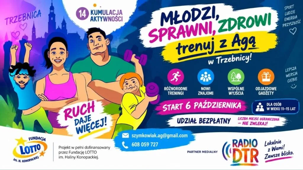 Młodzi, sprawni, zdrowi – trenuj z Agą w Trzebnicy! Bezpłatne zajęcia ruszają 6 października