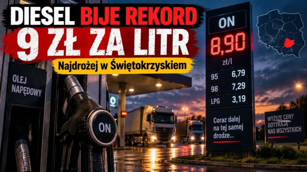 Diesel bije rekord. Najdrożej w Świętokrzyskiem, a 9 zł za litr przestaje być prognozą