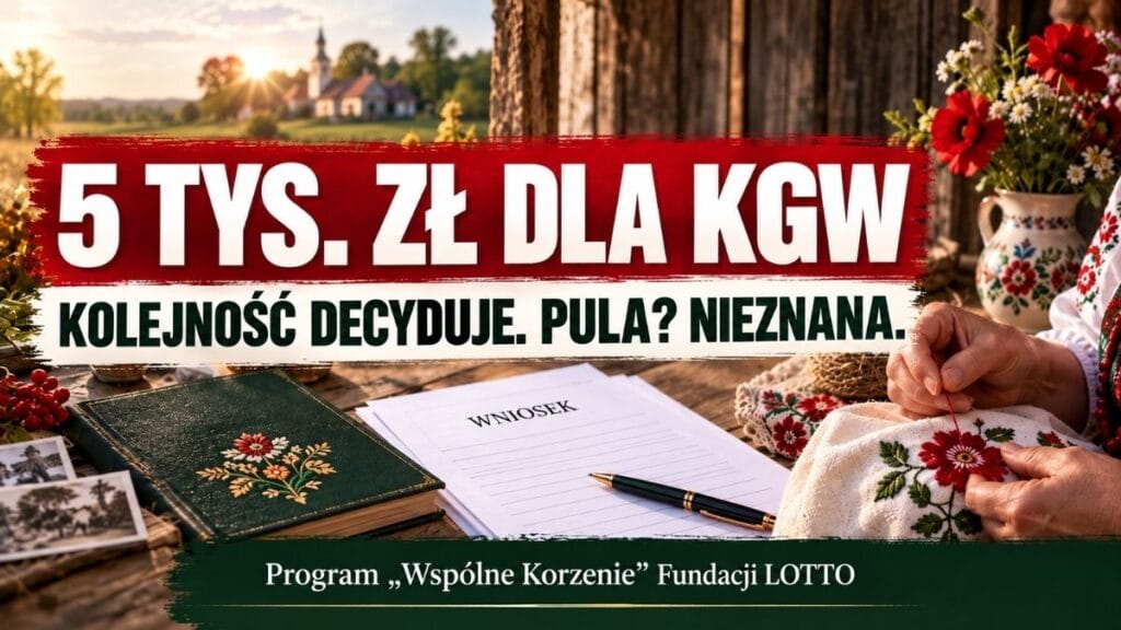 5 tys. zł dla KGW. Kto pierwszy, ten bliżej pieniędzy, ale Fundacja LOTTO nie podaje wielkości puli