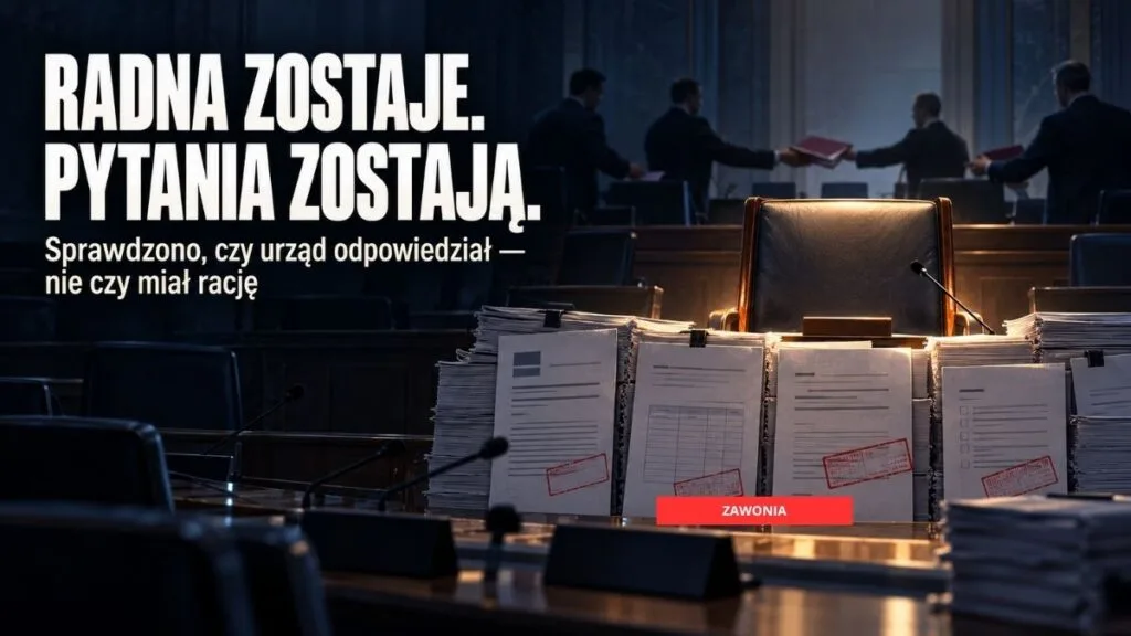 Radna zostaje, pytania zostają. MSWiA sprawdziło, czy wojewoda odpisał — nie czy miał rację