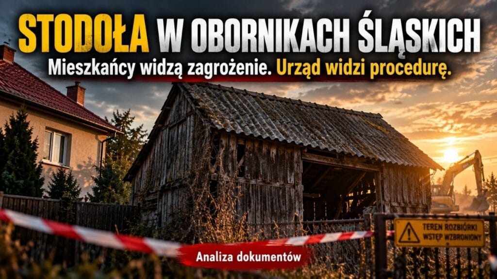 Stodoła w Obornikach Śląskich. Mieszkańcy widzą zagrożenie. Urząd widzi przede wszystkim procedurę