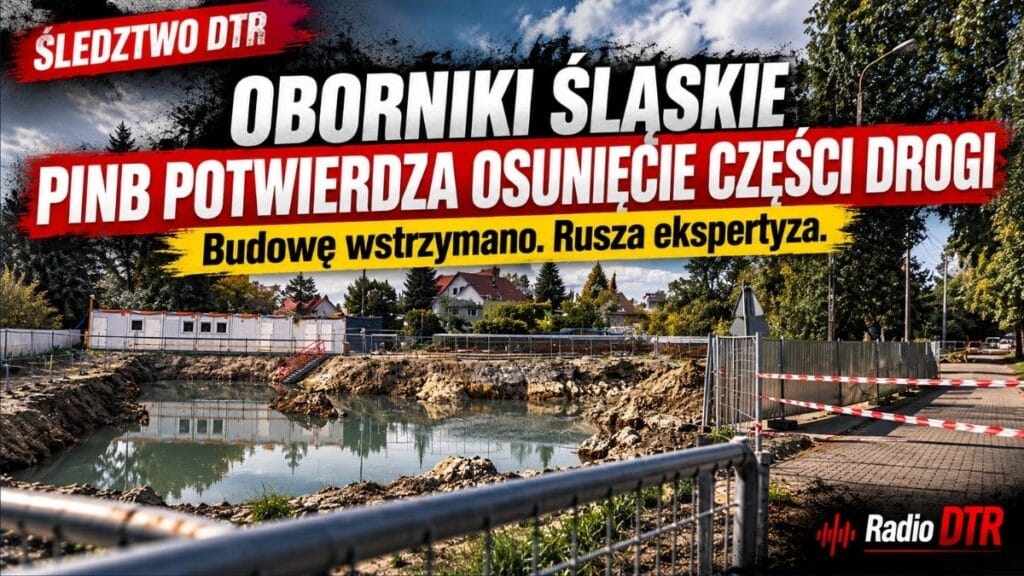 Oborniki Śląskie. PINB potwierdza osunięcie części drogi. Budowę wstrzymano, teraz ma powstać ekspertyza