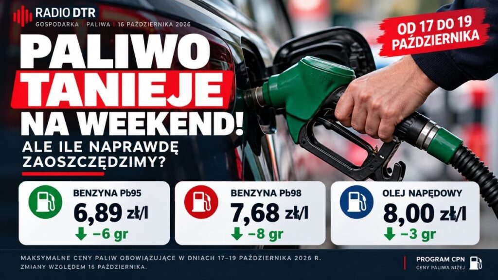 Paliwo tanieje na weekend. Benzyna poniżej 6,90 zł, diesel po 8 zł. Ile naprawdę zaoszczędzą kierowcy?