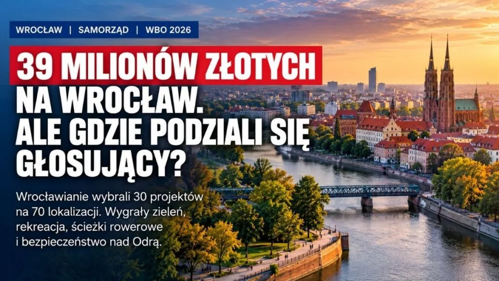 39 milionów złotych, 30 zwycięskich projektów. Wrocławianie wybrali, co zmieni się w ich mieście